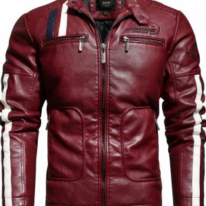 Blouson moto en simili cuir style décontracté