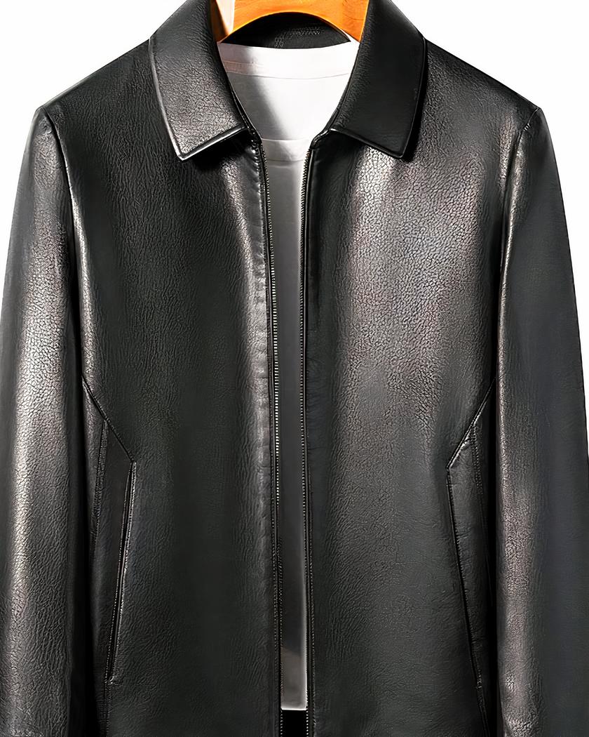 Blouson en cuir naturel de peau de mouton pour homme – Image 4