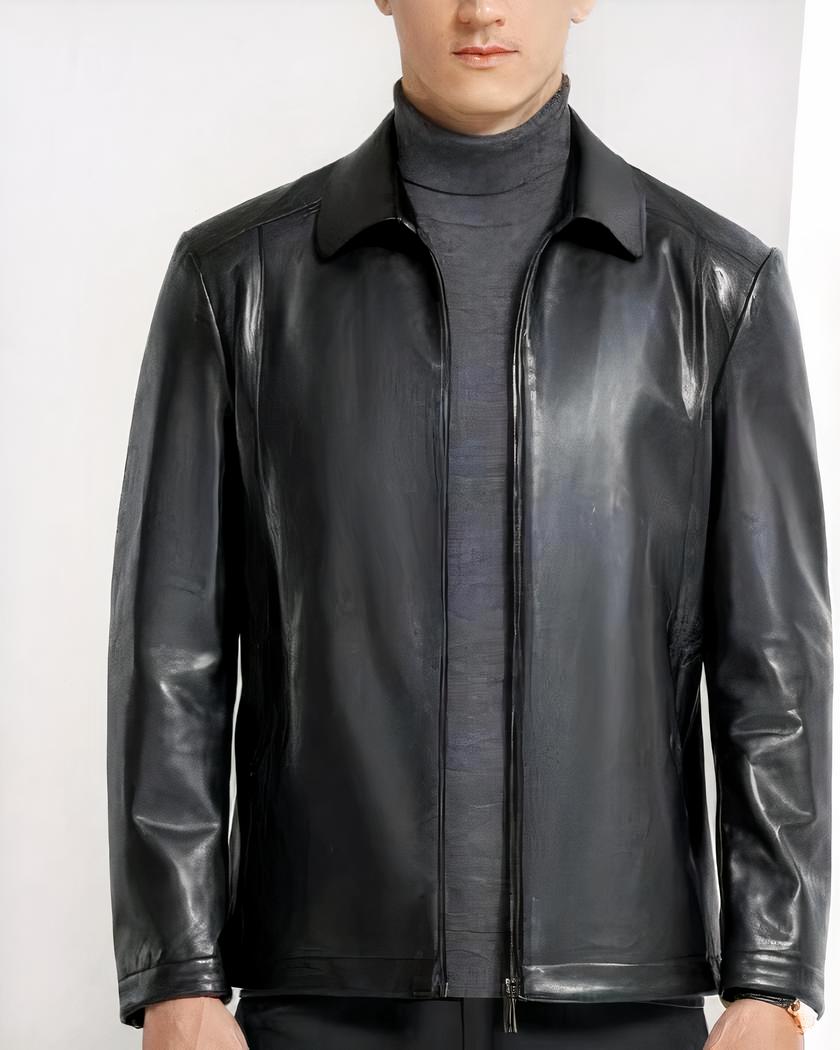 Blouson en cuir naturel de peau de mouton pour homme – Image 7