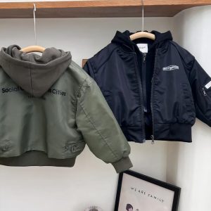Blouson aviateur pour garçon avec effet pull à capuche