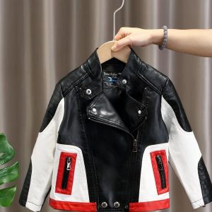 Blouson de moto coupe droite en simili cuir pour garçon
