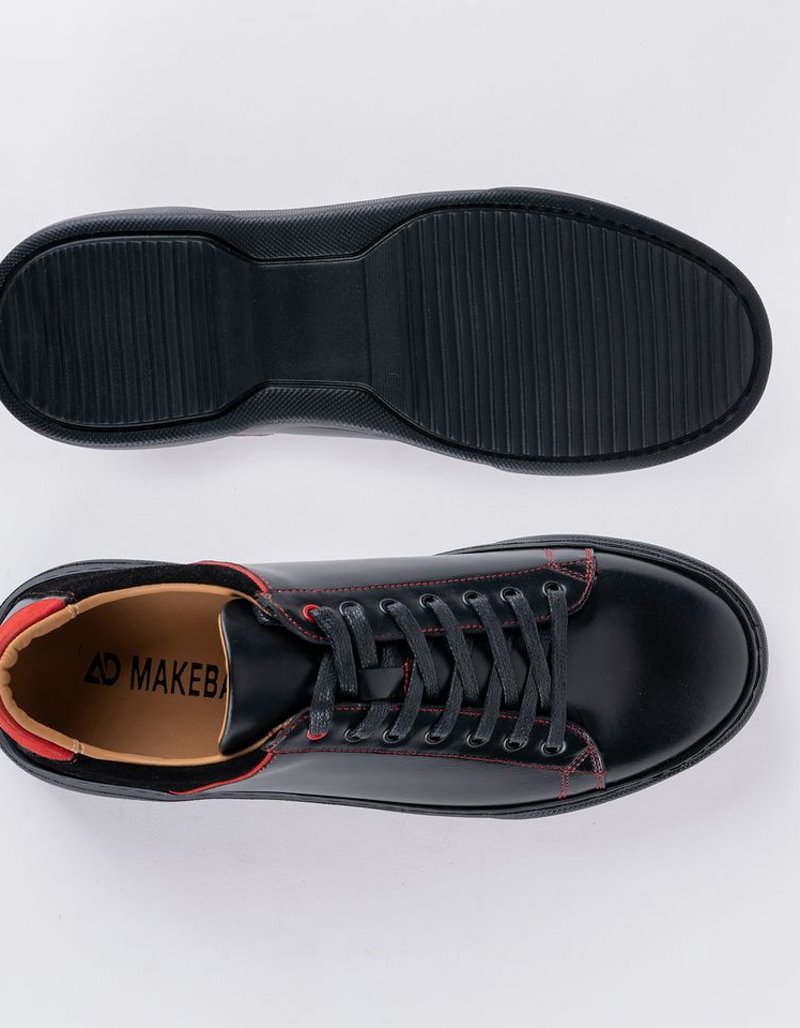 Baskets en cuir Felipe – E21 Noir-Rouge – Image 4