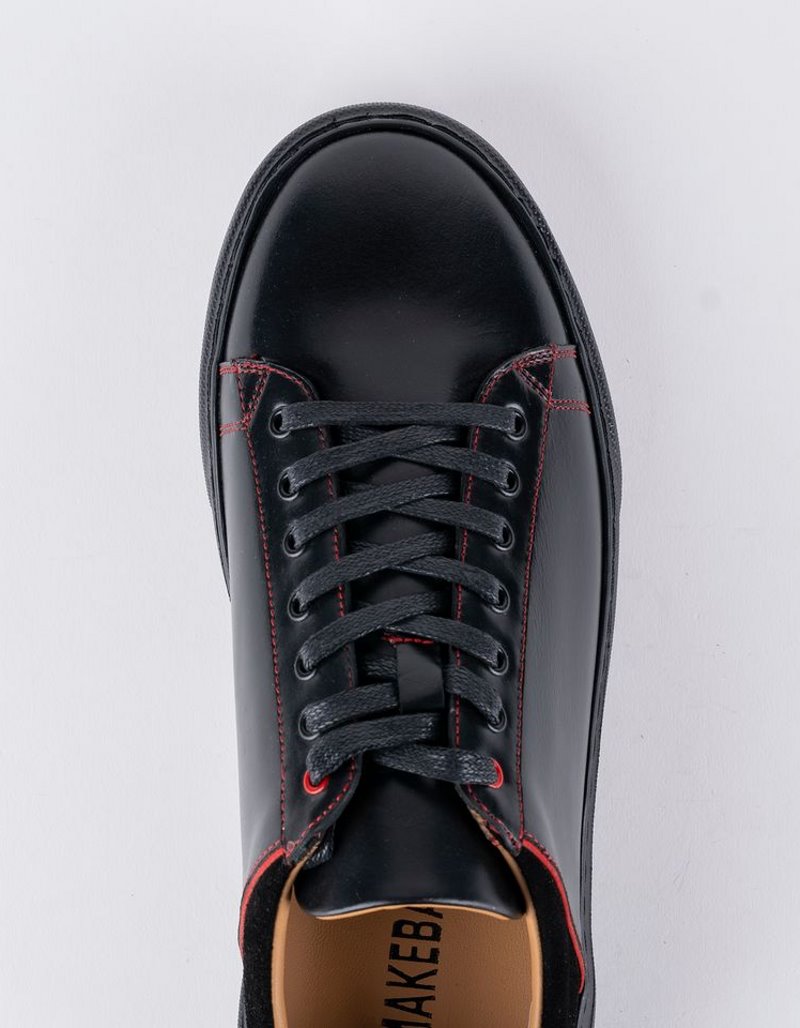 Baskets en cuir Felipe – E21 Noir-Rouge – Image 3