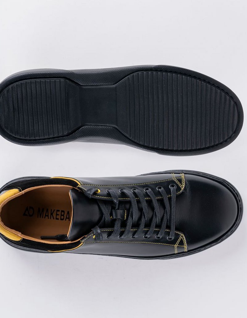 Baskets en cuir Felipe – E21 Noir-Jaune – Image 4