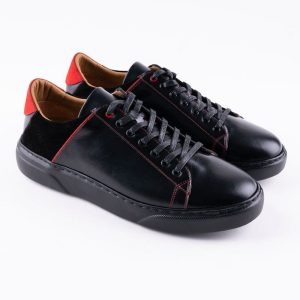 Baskets en cuir Felipe – E21 Noir-Rouge