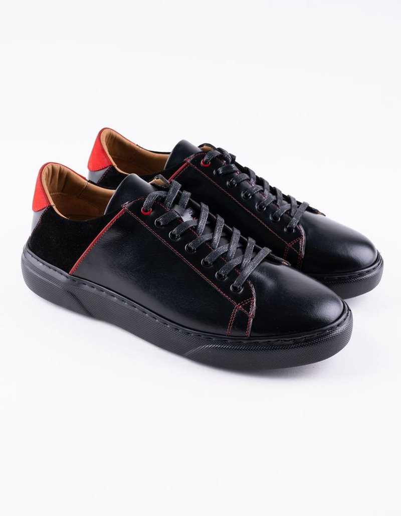 Baskets en cuir Felipe – E21 Noir-Rouge