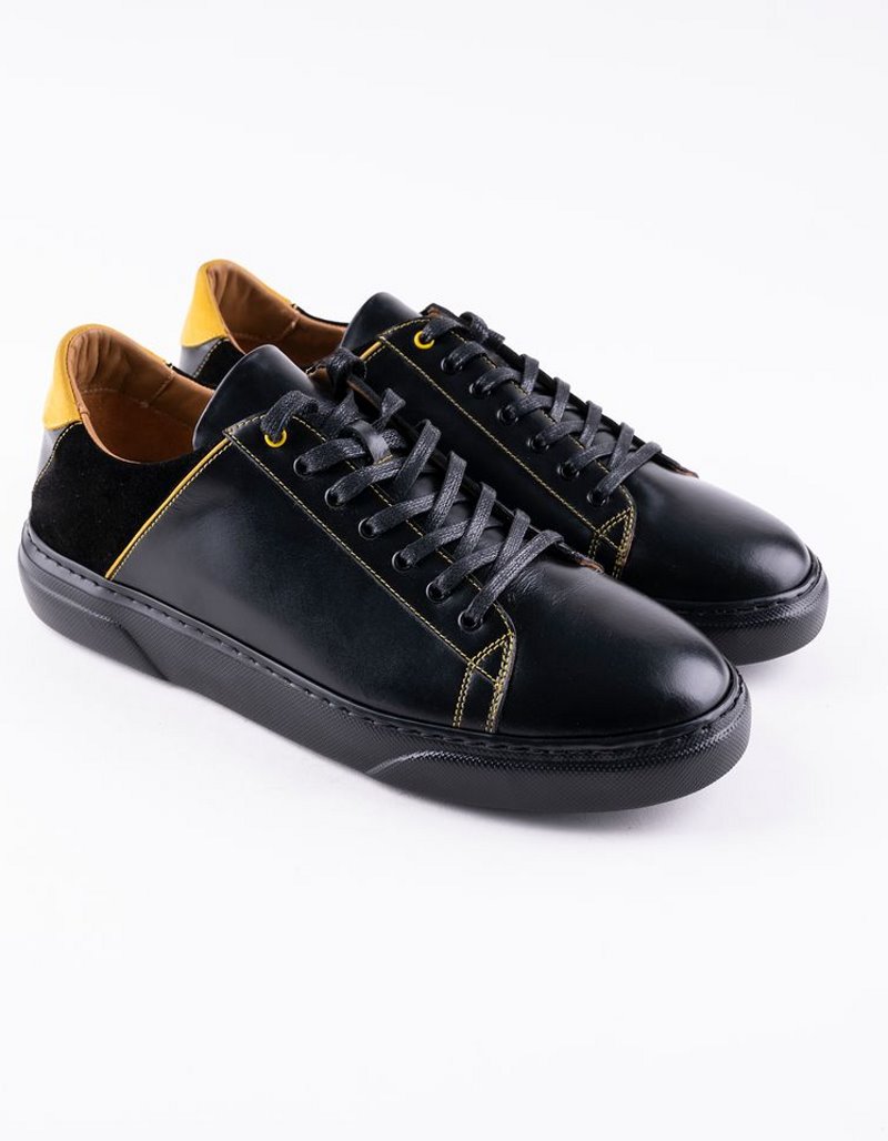 Baskets en cuir Felipe – E21 Noir-Jaune