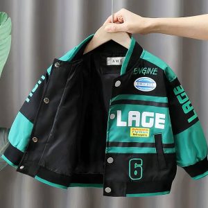 Blouson de moto vert et noir pour garçon