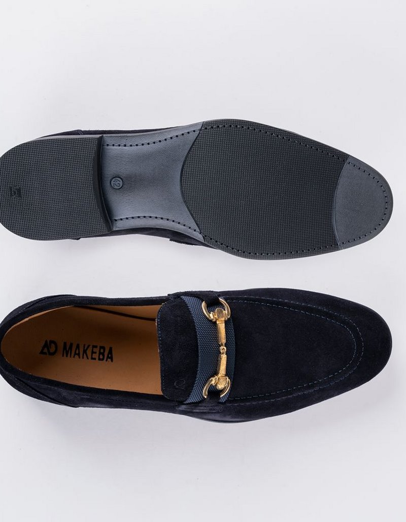 Chaussures en cuir Luca – CLA7 Daim Bleu – Image 4