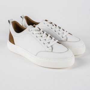 Baskets en cuir Cassio – CVR01 Blanc/Camel