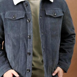 Blouson en velours côtelé à col rabattu pour homme