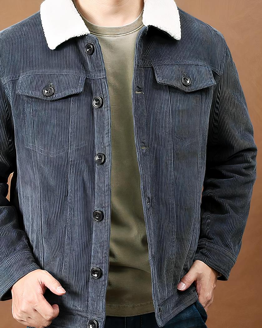 Blouson en velours côtelé à col rabattu pour homme – Image 2