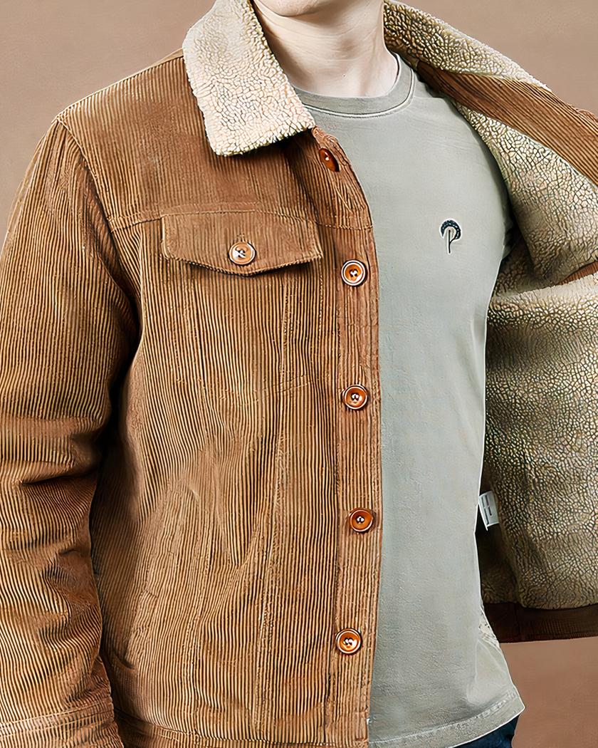 Blouson en velours côtelé à col rabattu pour homme – Image 4