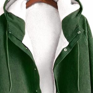 Blouson léger en velours côtelé à capuche pour femme