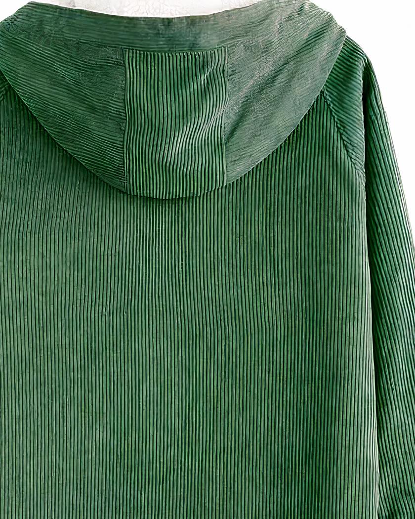 Blouson léger en velours côtelé à capuche pour femme – Image 3