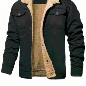 Blouson homme fourré à col rabattu