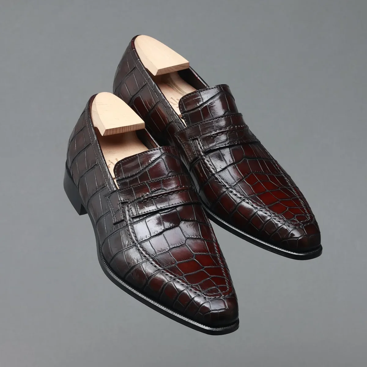 Mocassin Le Lincoln en Cuir de Crocodile Acajou – Image 3