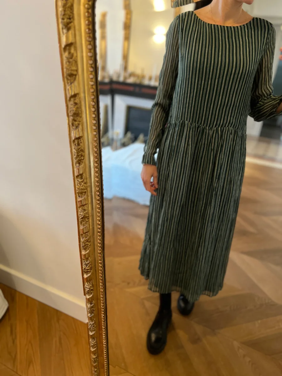 Robe American Vintage verte à rayures – Image 3