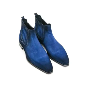Bottines Chelsea Ultimate Veau Velours Bleu
