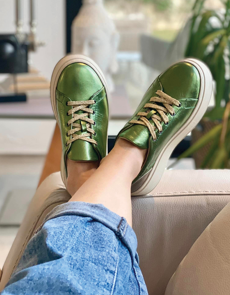 Baskets en cuir Loly01- Laminato Menthe