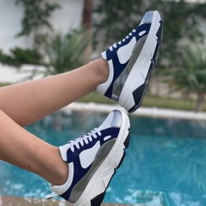 Baskets légères en cuir Lina DAIM BLEU