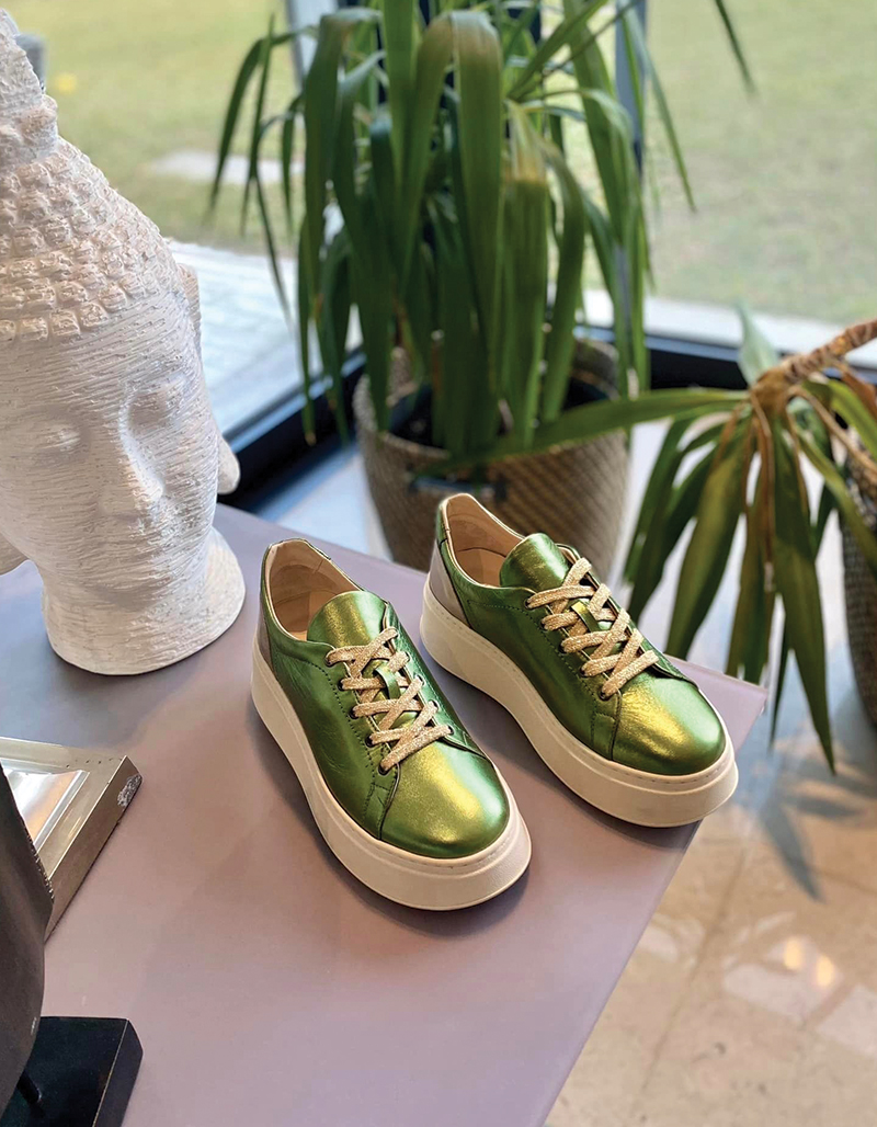 Baskets en cuir Loly01- Laminato Menthe – Image 3