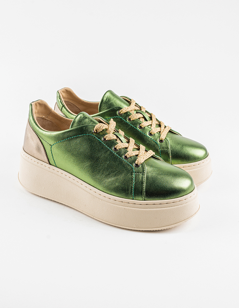 Baskets en cuir Loly01- Laminato Menthe – Image 4