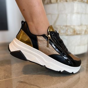 Baskets légères en cuir Lina 02 – NOIR-ARGENTO