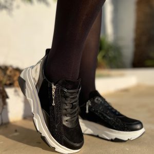 Baskets légères en cuir Lina 01 – NOIR