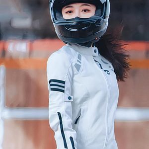 Blouson moto femme avec bandes réfléchissantes