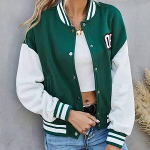 Blouson teddy court à boutons pression