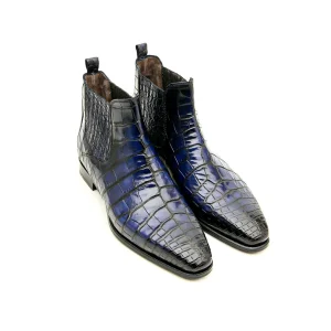 Bottine Ultimate Bleu Roi en Crocodile