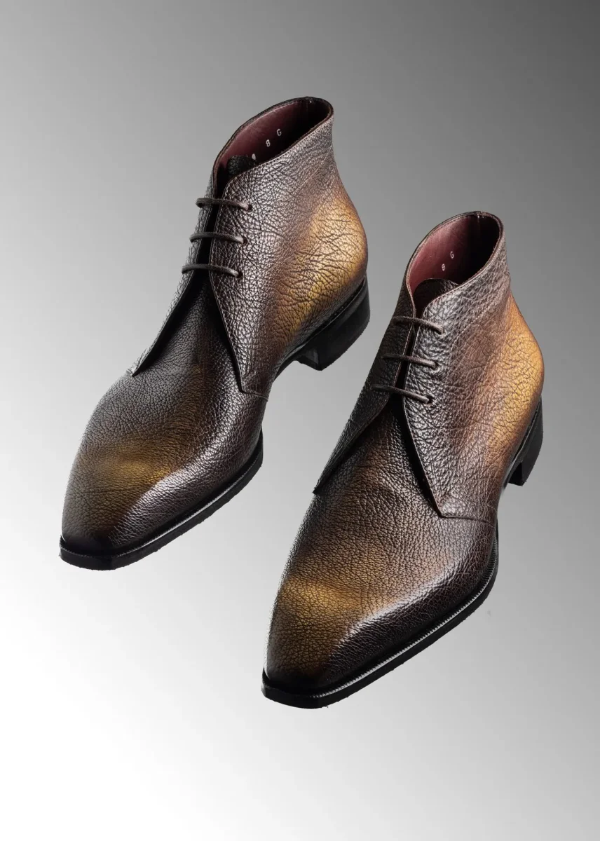 Bottines Chukka en veau grainé patiné – Image 2