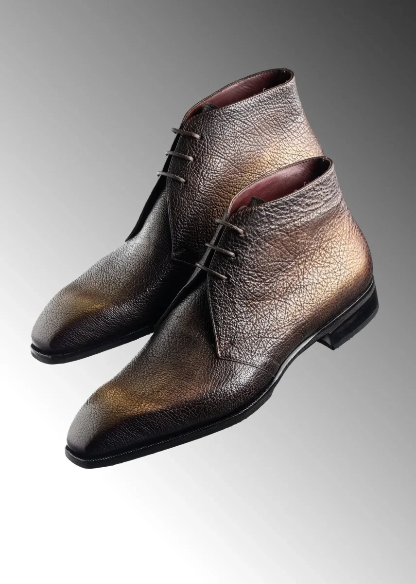 Bottines Chukka en veau grainé patiné – Image 4