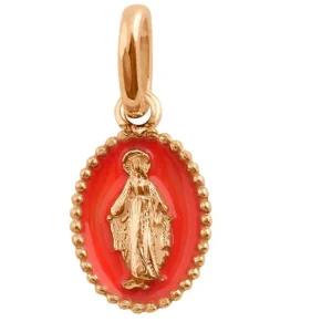 GigiClozeau - Pendentif madone résine corail , or rose
