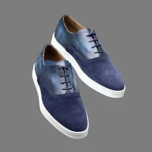 Chaussures Richelieu Altan Bottier en cuir de veau velours et cuir lisse bleu marine