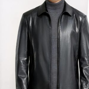 Blouson en cuir naturel de peau de mouton pour homme