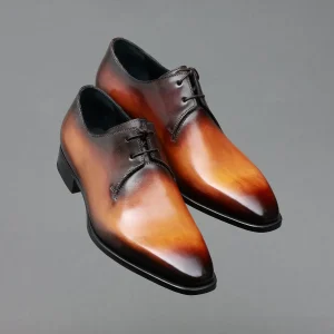 Derby Whole Cut en cuir de veau Cognac