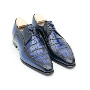 Derby avec plateau en Alligator Bleu Impérial