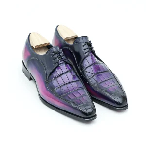 Derby avec plateau en Alligator Rose Metallic