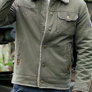 Blouson fourré d’aviateur décontracté pour homme