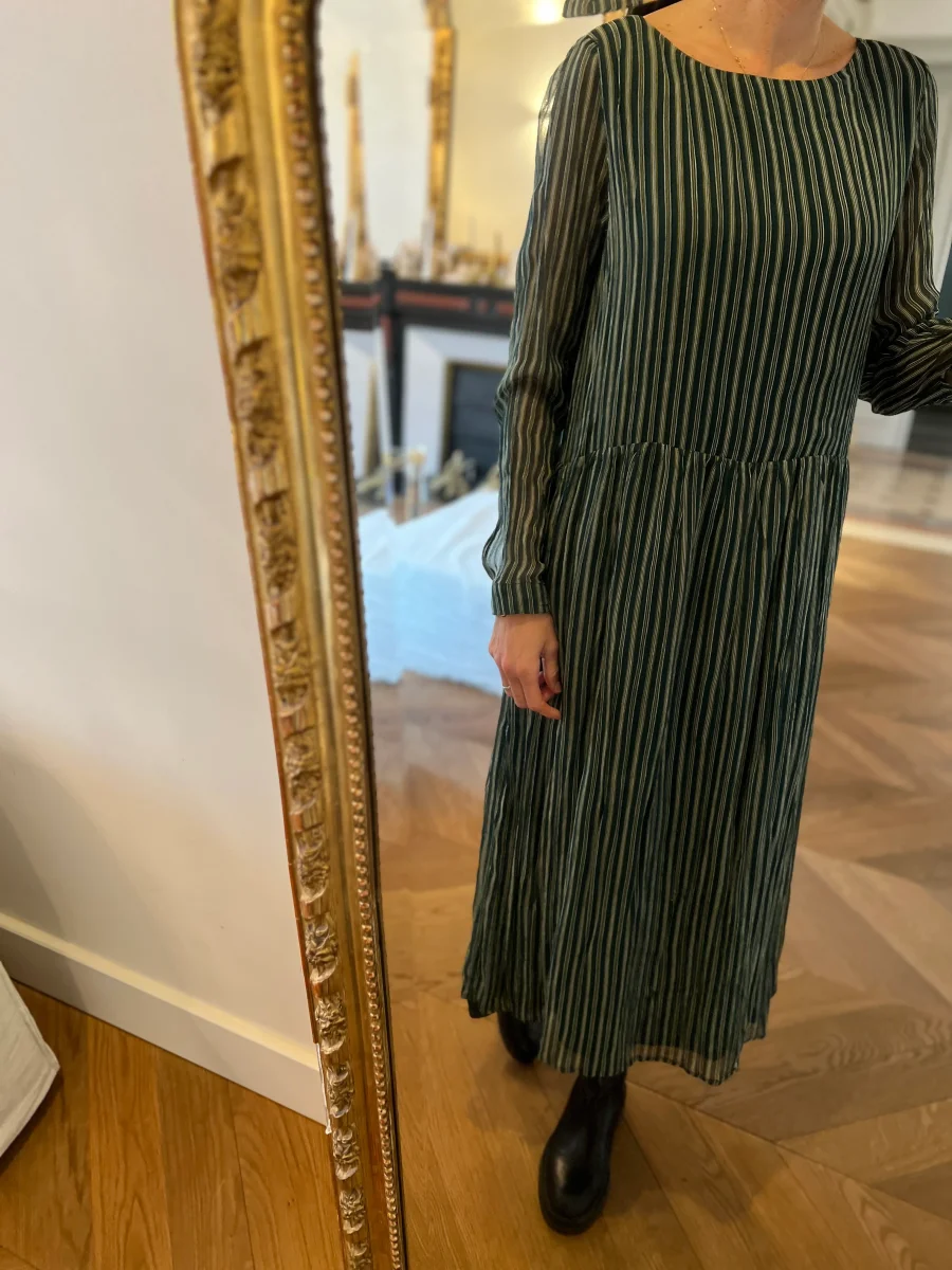 Robe American Vintage verte à rayures