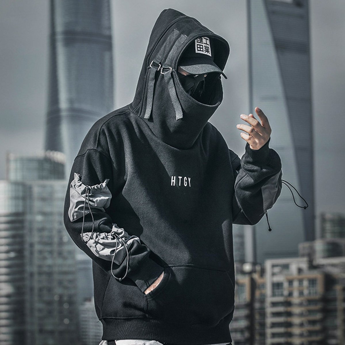 Hoodie techwear noir – Image 2