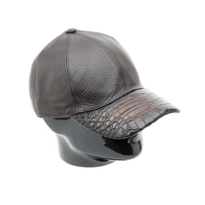 Casquette Chocolat Visière en Crocodile