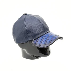Casquette Bleu Visière en Crocodile