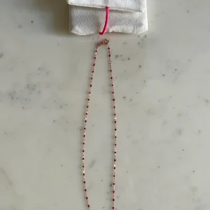 GigiClozeau - Collier rouge corail Gigi Suprême, or rose, 1 diamant, 42 cm
