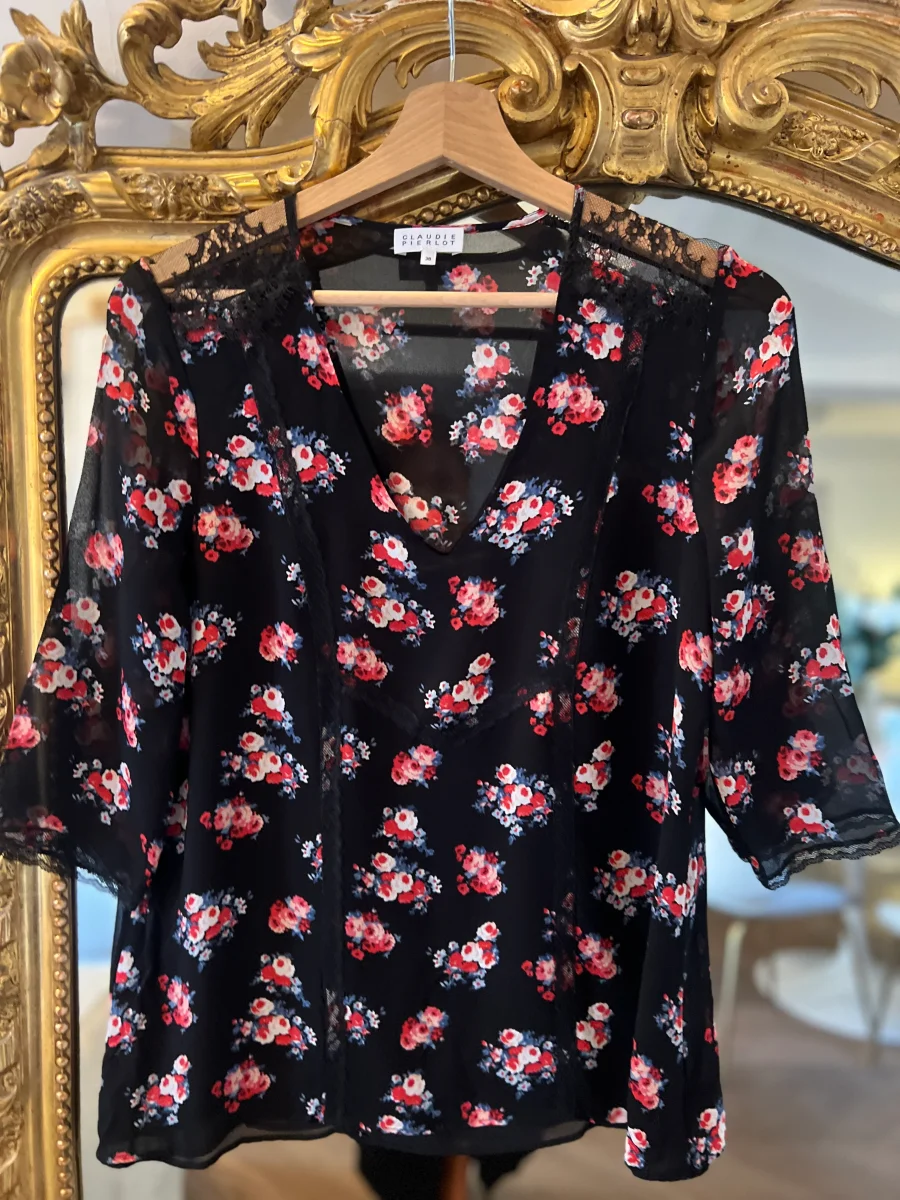Blouse Claudie pierlot à fleurs transparence – Image 4