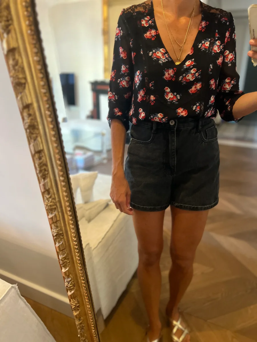 Blouse Claudie pierlot à fleurs transparence – Image 3