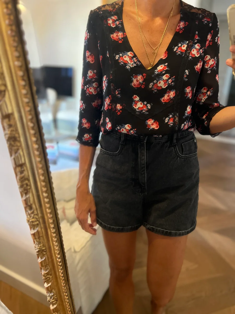 Blouse Claudie pierlot à fleurs transparence – Image 2