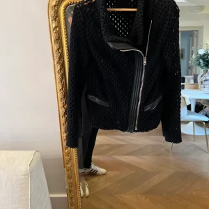 Veste Iro en laine noire à crochet
